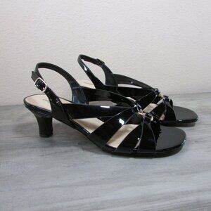 Easy Street Women's 10 Zazie Heeled Sandals - Black Patent
